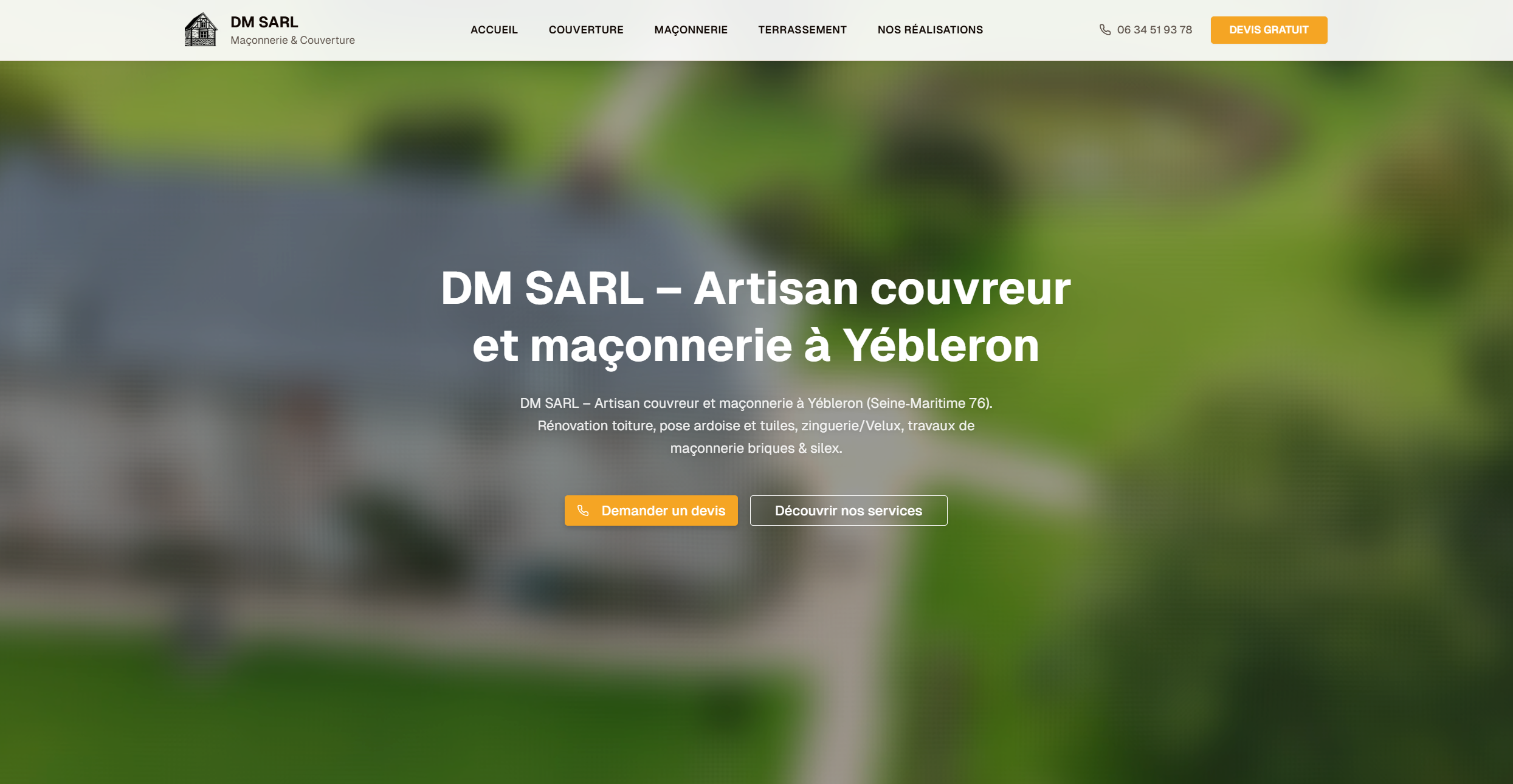 Site vitrine et SEO local pour artisan maçon couvreur en Seine-Maritime (76)